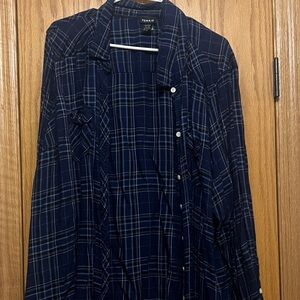 Torrid Dark Blue placid shirt. Not flannel very lightweight *best for a 2/3x*
